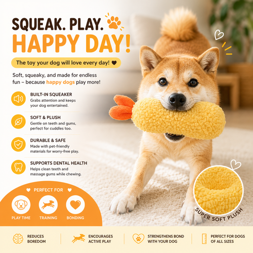 Fried Shrimp Squeaky Chew Toy