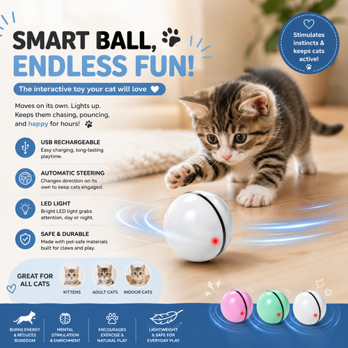 LED Laser Rolling Cat Toy Ball