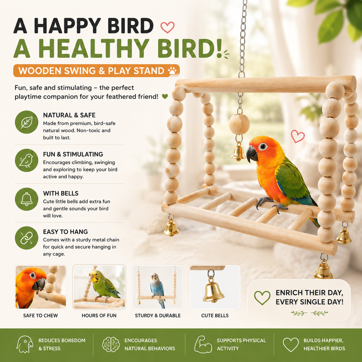 Parrot Hammock Swing & Ladder Toy