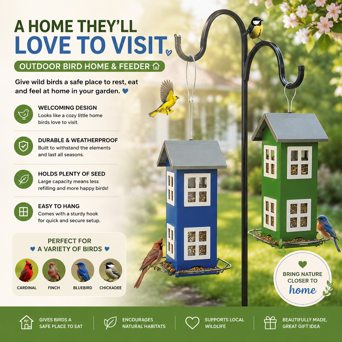 Outdoor Iron Bird Feeder Cage